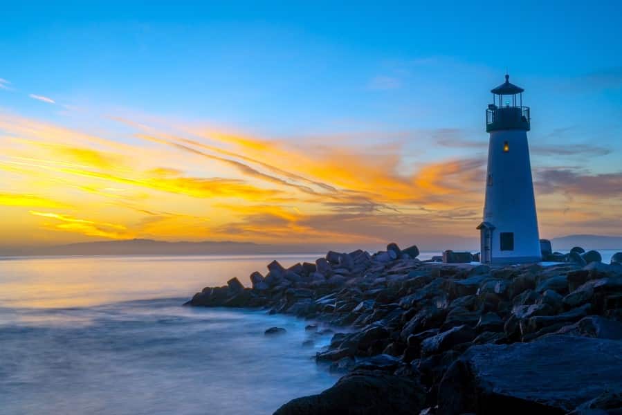 Sunrise in Santa Cruz, California at Walton Lighthouse
