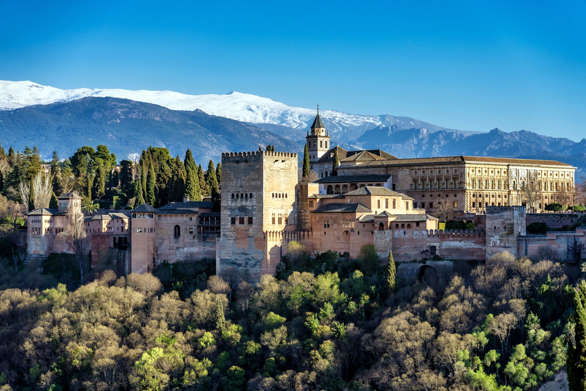 View of Alhambra Palace in Granada, Spain in Europe