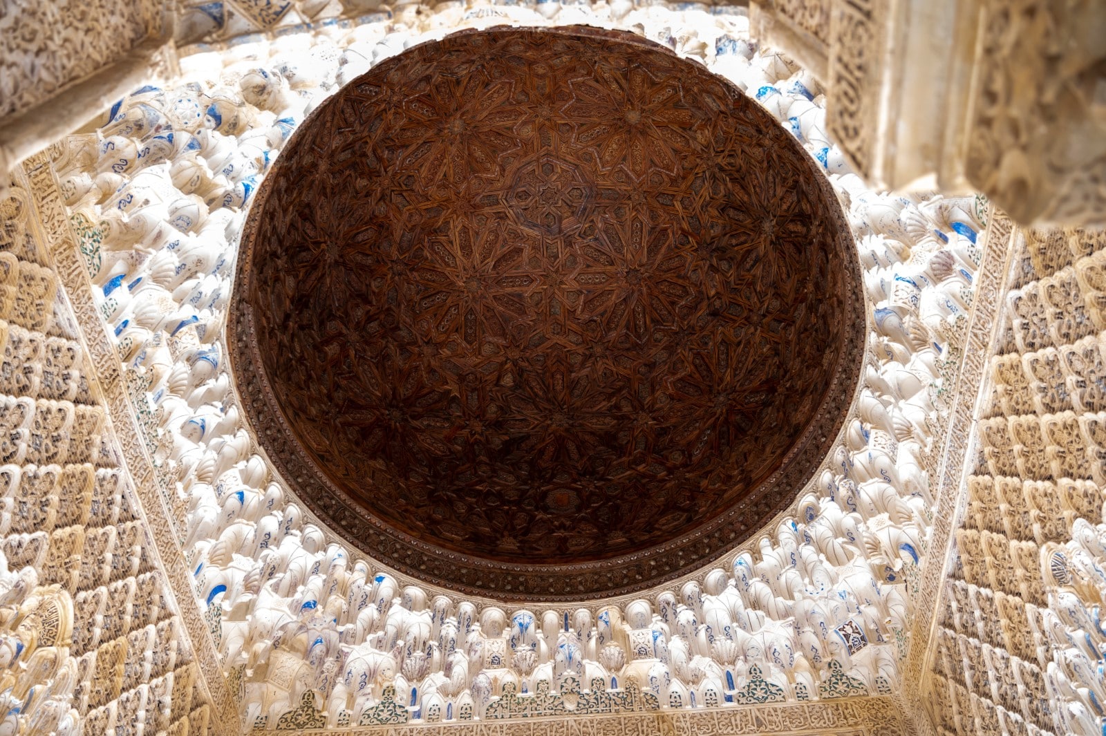 Ornamental ceiling and walls in Nasrid Palaces in the Alhambra Palace