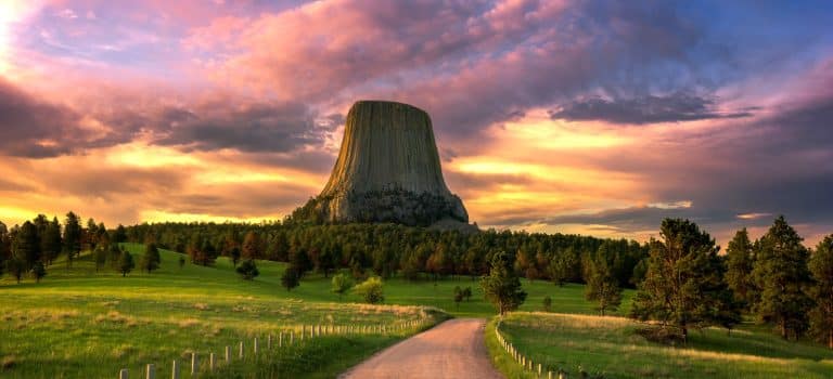 Devils Tower, scenic sunrise, Wyoming