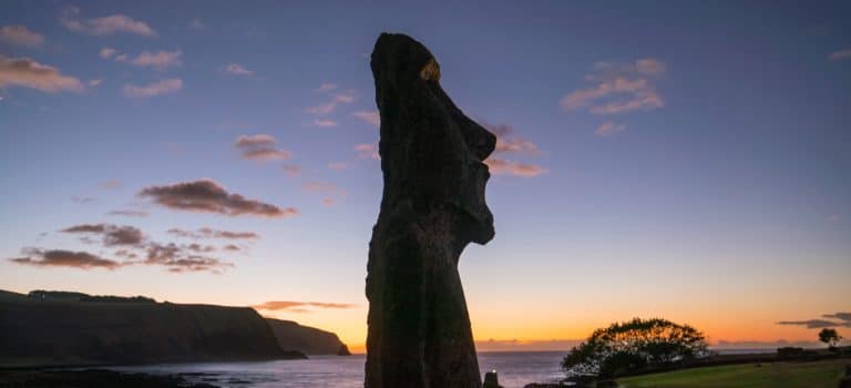 Moais at Ahu Tongariki in Easter island, Chile