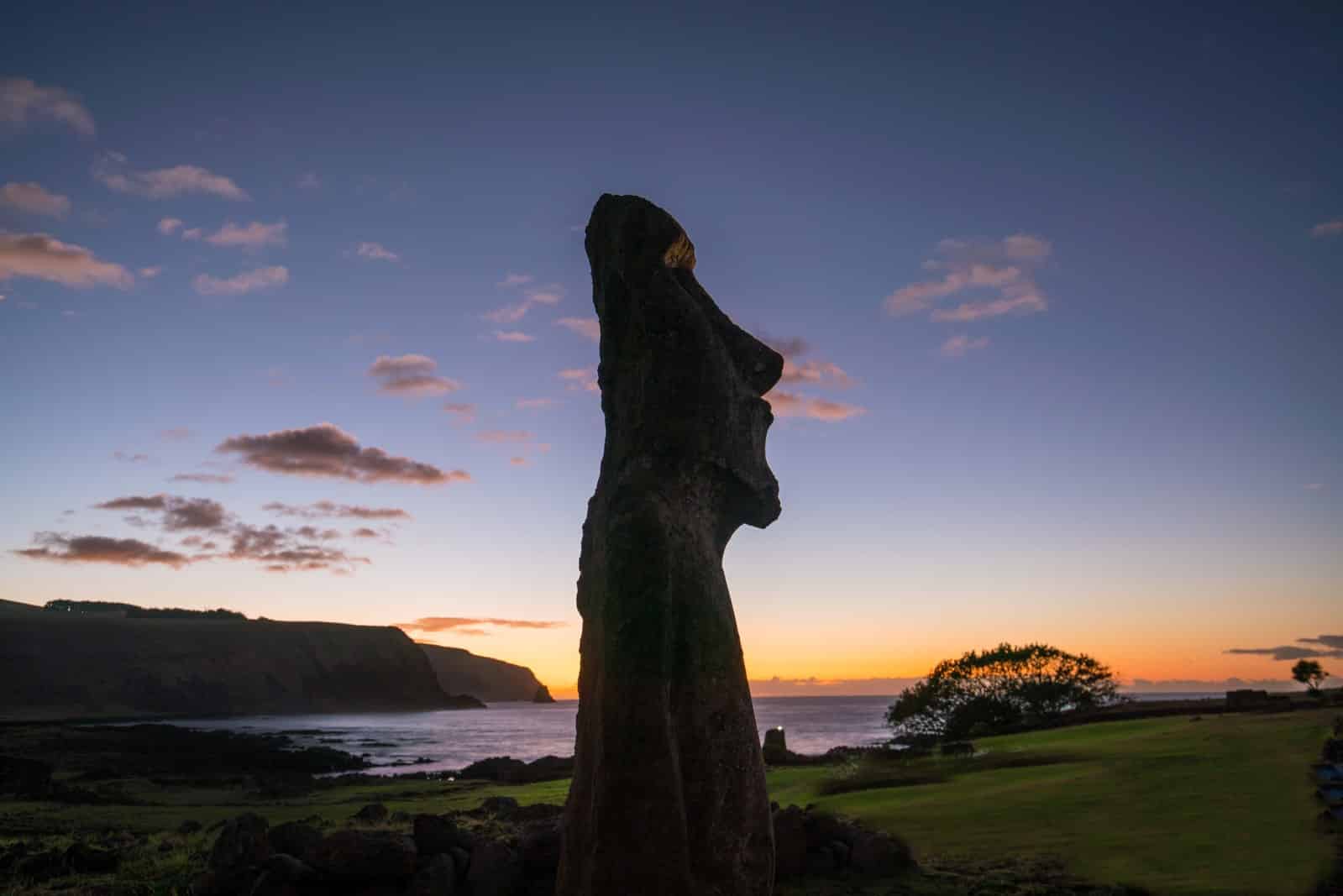 Moais at Ahu Tongariki in Easter island, Chile