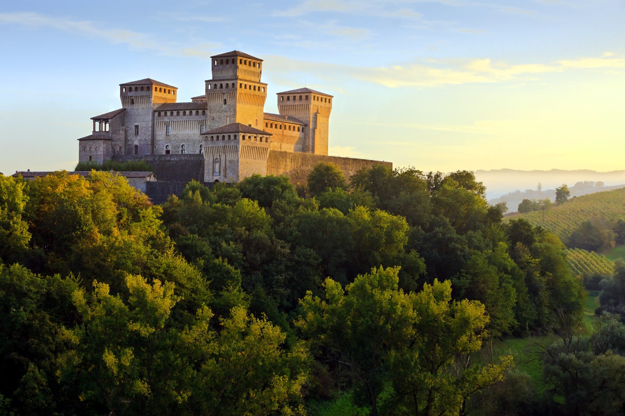 Afternoon light on Torrechiara Castle, Emilia-Romagna, Italy